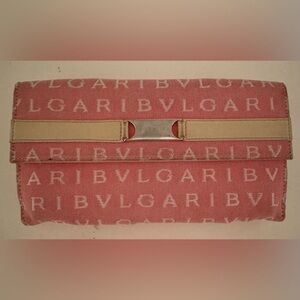 Bvlgari Logo Canvas Pink Monogram Long Wallet